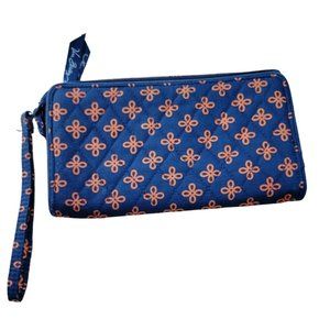 Vera Bradley Wallet/Wristlet Blue/Orange Floral 8x4.5 in